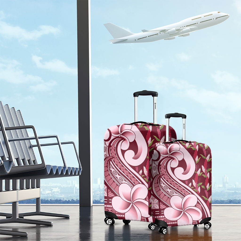 Samoa Teuila Luggage Cover Maroon Samoan Siapo Motifs LT05 - Polynesian Pride