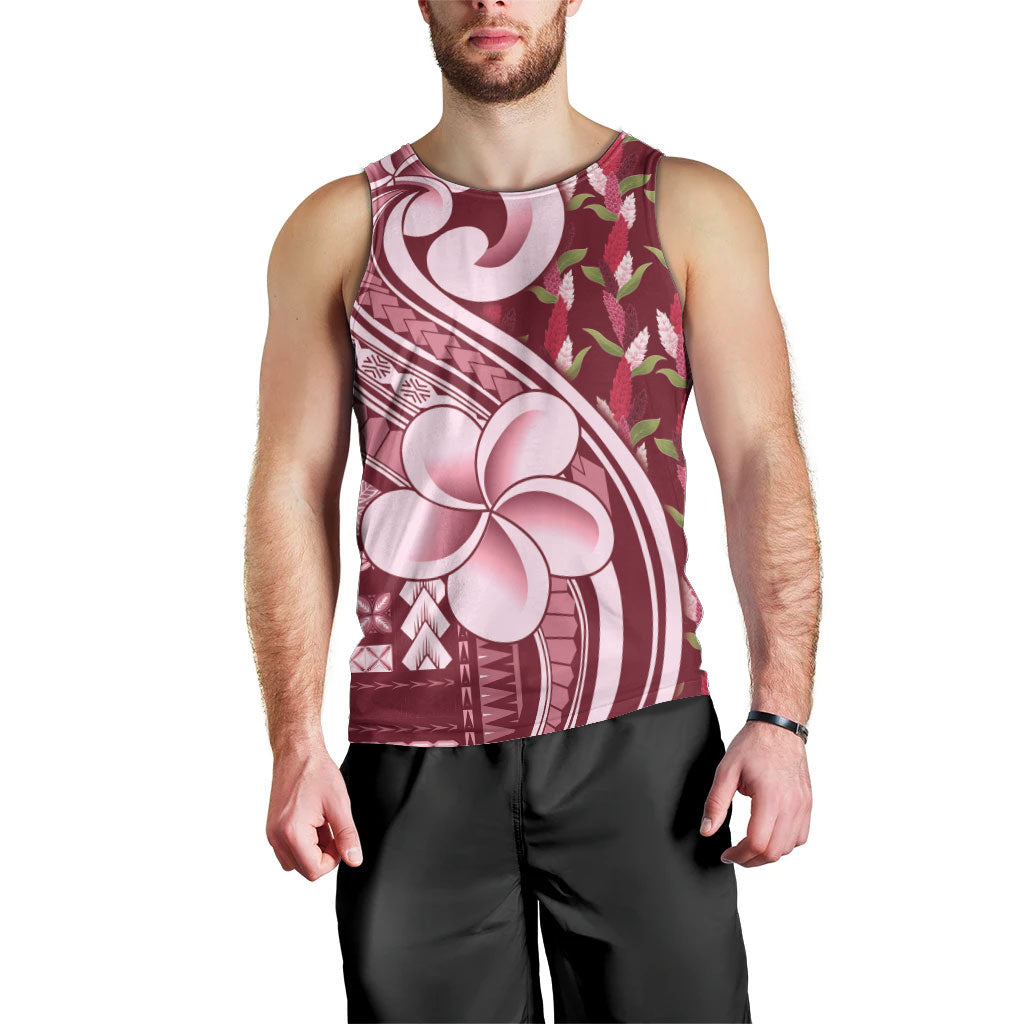 Samoa Teuila Men Tank Top Maroon Samoan Siapo Motifs LT05 - Polynesian Pride