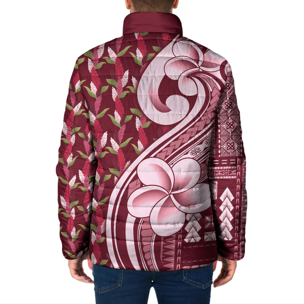 Samoa Teuila Padded Jacket Maroon Samoan Siapo Motifs LT05 - Polynesian Pride