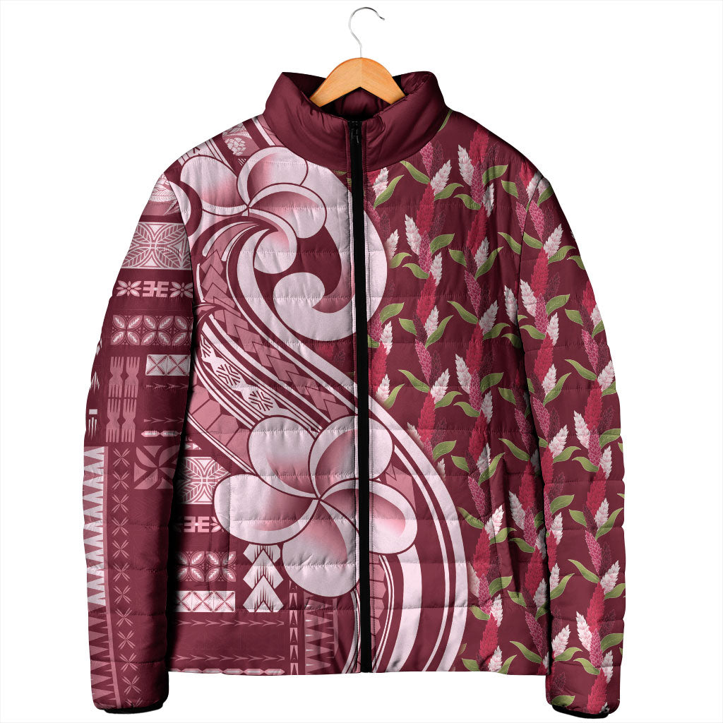 Samoa Teuila Padded Jacket Maroon Samoan Siapo Motifs LT05 - Polynesian Pride