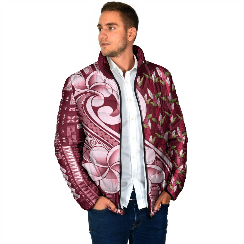Samoa Teuila Padded Jacket Maroon Samoan Siapo Motifs LT05 - Polynesian Pride