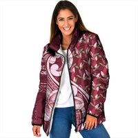 Samoa Teuila Padded Jacket Maroon Samoan Siapo Motifs LT05 Women Maroon - Polynesian Pride