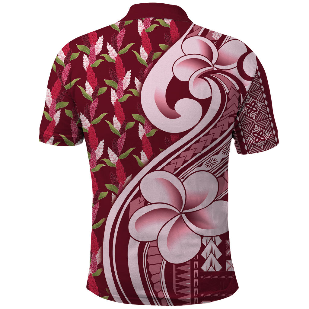 Samoa Teuila Polo Shirt Maroon Samoan Siapo Motifs LT05 - Polynesian Pride