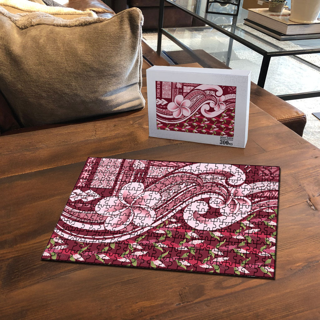 Samoa Teuila Puzzle Maroon Samoan Siapo Motifs LT05 - Polynesian Pride