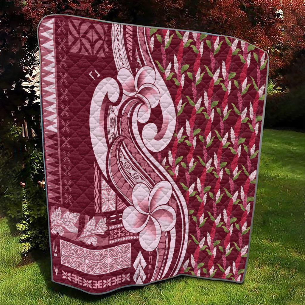 Samoa Teuila Quilt Maroon Samoan Siapo Motifs LT05 - Polynesian Pride