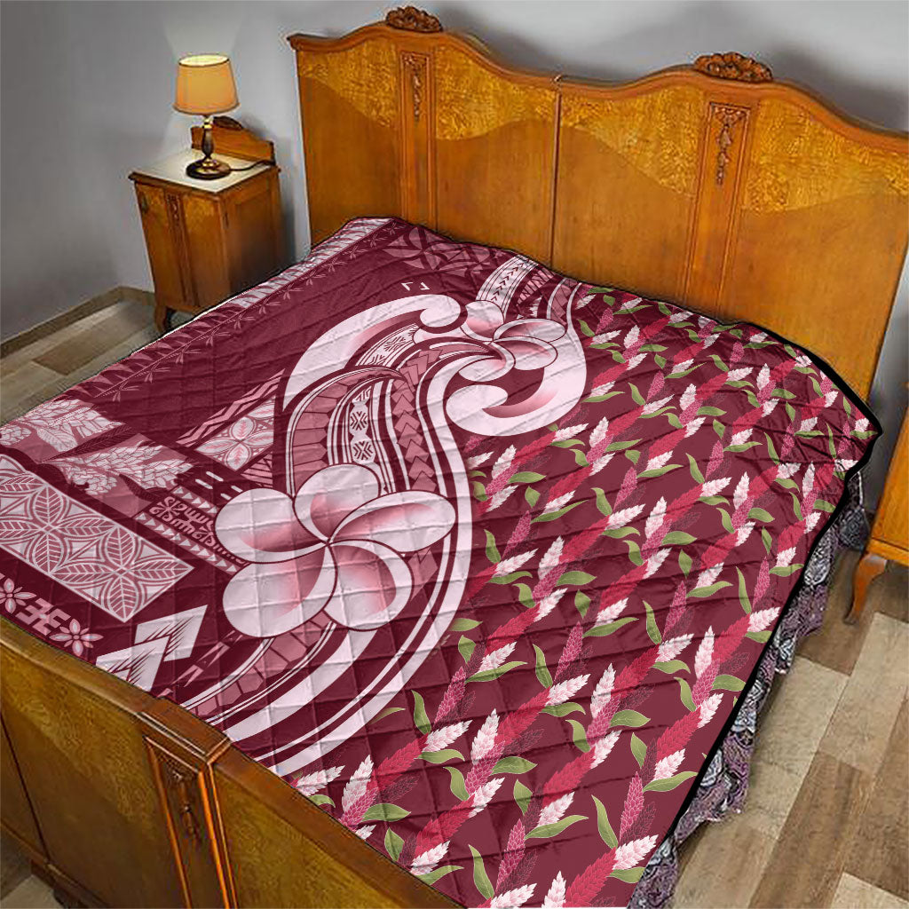 Samoa Teuila Quilt Maroon Samoan Siapo Motifs LT05 - Polynesian Pride