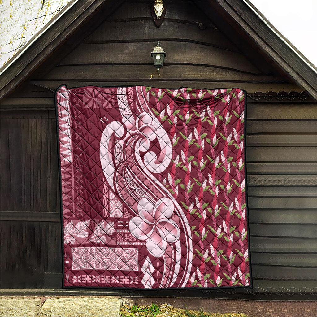 Samoa Teuila Quilt Maroon Samoan Siapo Motifs LT05 - Polynesian Pride