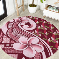 Samoa Teuila Round Carpet Maroon Samoan Siapo Motifs LT05 Maroon - Polynesian Pride