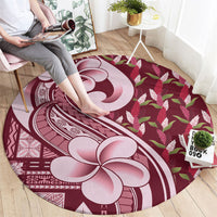 Samoa Teuila Round Carpet Maroon Samoan Siapo Motifs LT05 - Polynesian Pride