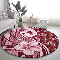 Samoa Teuila Round Carpet Maroon Samoan Siapo Motifs LT05 - Polynesian Pride