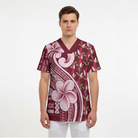 Samoa Teuila Scrub Top Maroon Samoan Siapo Motifs LT05 - Polynesian Pride