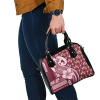Samoa Teuila Shoulder Handbag Maroon Samoan Siapo Motifs LT05 - Polynesian Pride