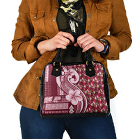 Samoa Teuila Shoulder Handbag Maroon Samoan Siapo Motifs LT05 - Polynesian Pride