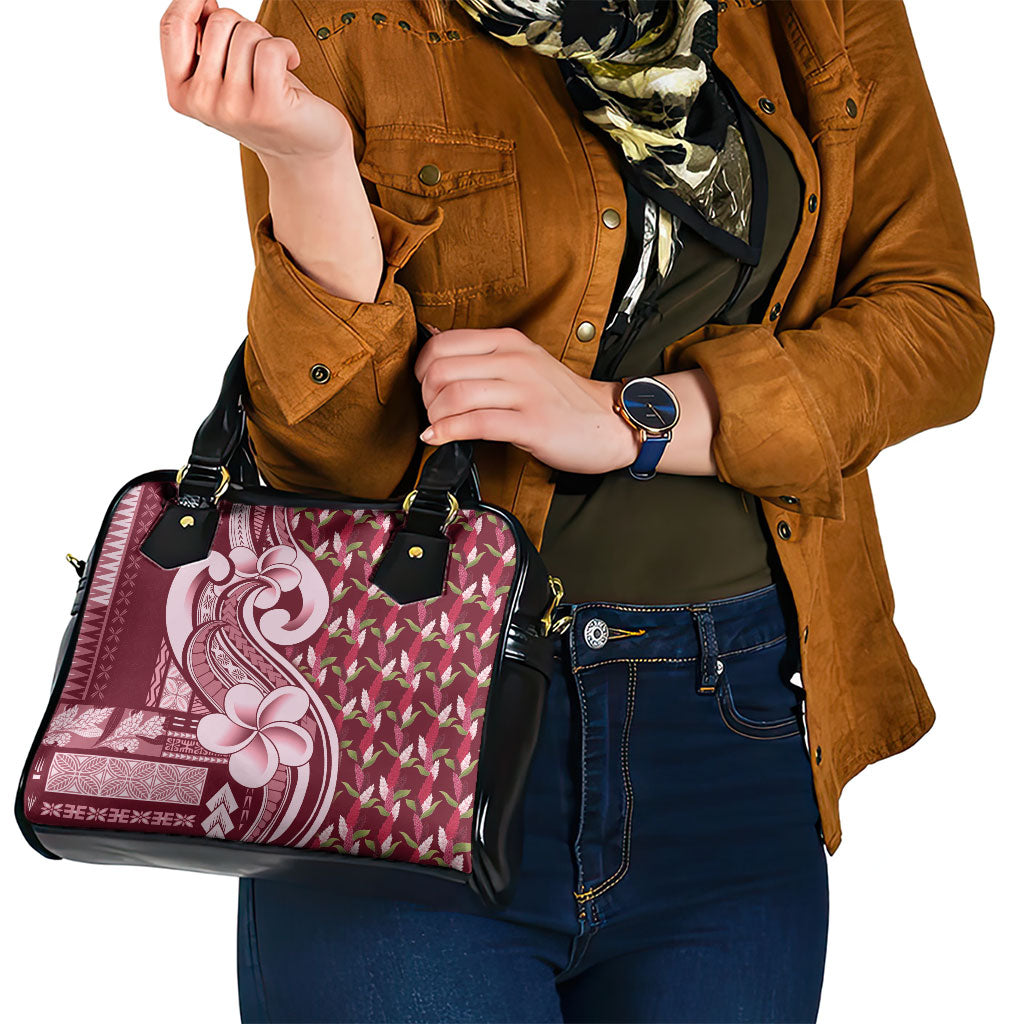 Samoa Teuila Shoulder Handbag Maroon Samoan Siapo Motifs LT05 - Polynesian Pride