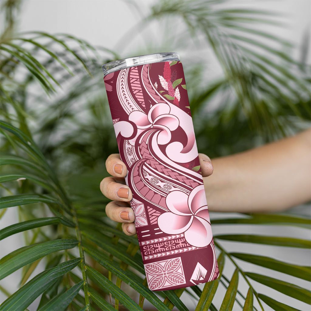 Samoa Teuila Skinny Tumbler Maroon Samoan Siapo Motifs LT05 - Polynesian Pride