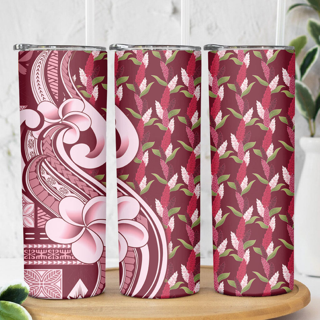 Samoa Teuila Skinny Tumbler Maroon Samoan Siapo Motifs LT05 - Polynesian Pride