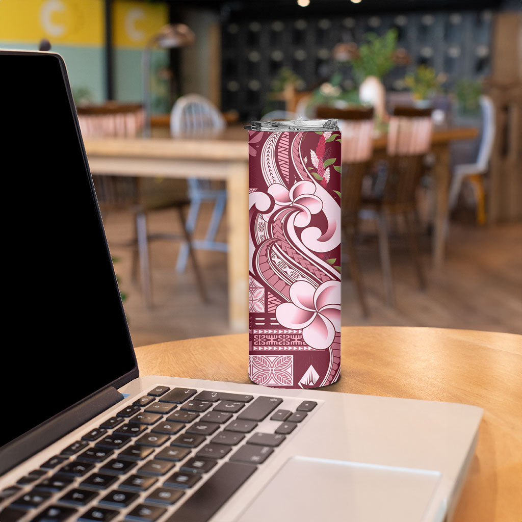 Samoa Teuila Skinny Tumbler Maroon Samoan Siapo Motifs LT05 - Polynesian Pride