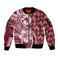 Samoa Teuila Sleeve Zip Bomber Jacket Maroon Samoan Siapo Motifs LT05 Unisex Maroon - Polynesian Pride