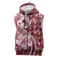 Samoa Teuila Sleeveless Zip Hoodie Maroon Samoan Siapo Motifs LT05 Maroon - Polynesian Pride