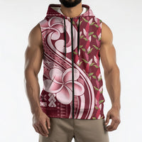 Samoa Teuila Sleeveless Zip Hoodie Maroon Samoan Siapo Motifs LT05 - Polynesian Pride