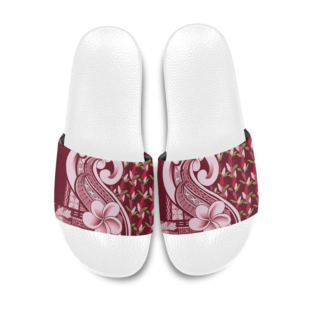 Samoa Teuila Slide Sandals Maroon Samoan Siapo Motifs LT05 Maroon - Polynesian Pride