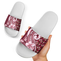 Samoa Teuila Slide Sandals Maroon Samoan Siapo Motifs LT05 - Polynesian Pride