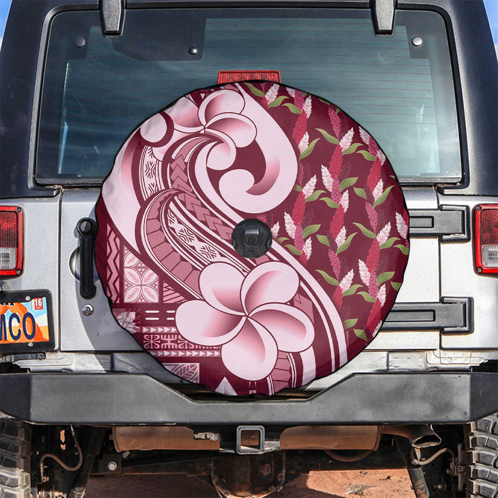 Samoa Teuila Spare Tire Cover Maroon Samoan Siapo Motifs LT05 Maroon - Polynesian Pride