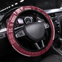 Samoa Teuila Steering Wheel Cover Maroon Samoan Siapo Motifs LT05 Universal Fit Maroon - Polynesian Pride