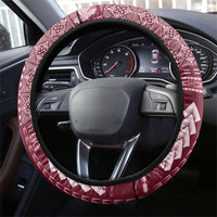 Samoa Teuila Steering Wheel Cover Maroon Samoan Siapo Motifs LT05 - Polynesian Pride