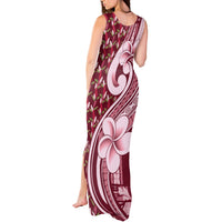 Samoa Teuila Tank Maxi Dress Maroon Samoan Siapo Motifs LT05 - Polynesian Pride
