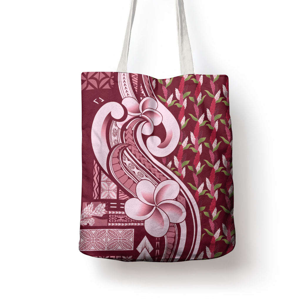 Samoa Teuila Tote Bag Maroon Samoan Siapo Motifs LT05 - Polynesian Pride