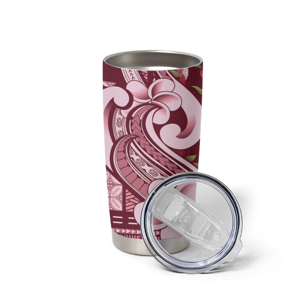 Samoa Teuila Tumbler Cup Maroon Samoan Siapo Motifs LT05 - Polynesian Pride