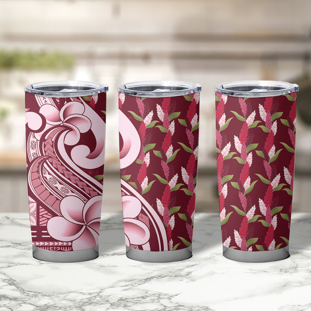 Samoa Teuila Tumbler Cup Maroon Samoan Siapo Motifs LT05 - Polynesian Pride