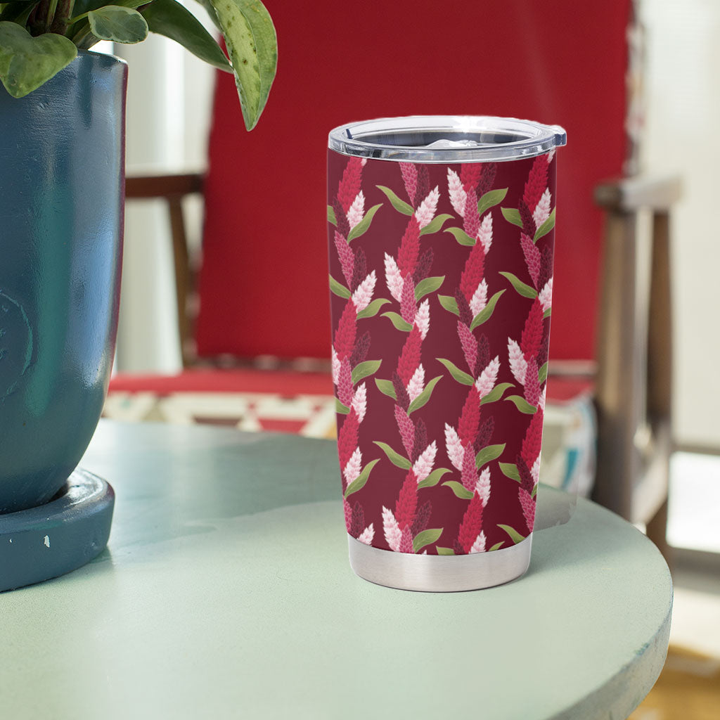 Samoa Teuila Tumbler Cup Maroon Samoan Siapo Motifs LT05 - Polynesian Pride