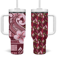Samoa Teuila Tumbler With Handle Maroon Samoan Siapo Motifs LT05 One Size: 40 oz Maroon - Polynesian Pride