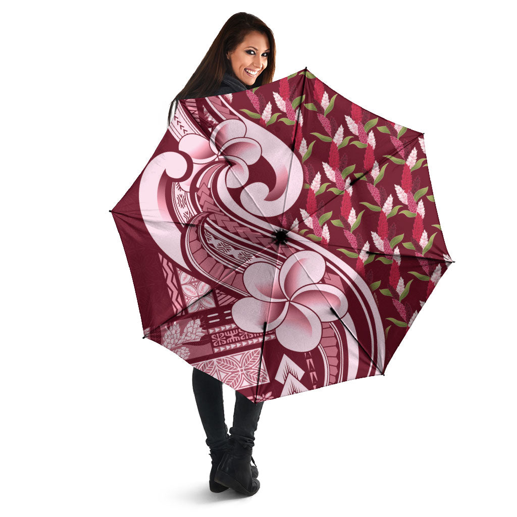 Samoa Teuila Umbrella Maroon Samoan Siapo Motifs LT05 - Polynesian Pride