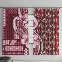 Samoa Teuila Window Curtain Maroon Samoan Siapo Motifs LT05 With Hooks Maroon - Polynesian Pride