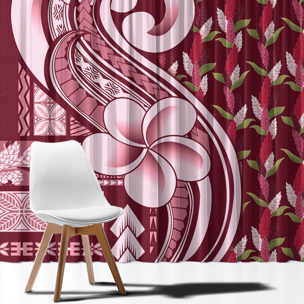 Samoa Teuila Window Curtain Maroon Samoan Siapo Motifs LT05 - Polynesian Pride