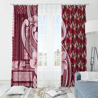 Samoa Teuila Window Curtain Maroon Samoan Siapo Motifs LT05 - Polynesian Pride