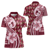 Samoa Teuila Women Polo Shirt Maroon Samoan Siapo Motifs LT05 - Polynesian Pride