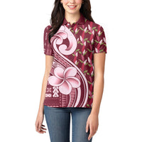Samoa Teuila Women Polo Shirt Maroon Samoan Siapo Motifs LT05 - Polynesian Pride