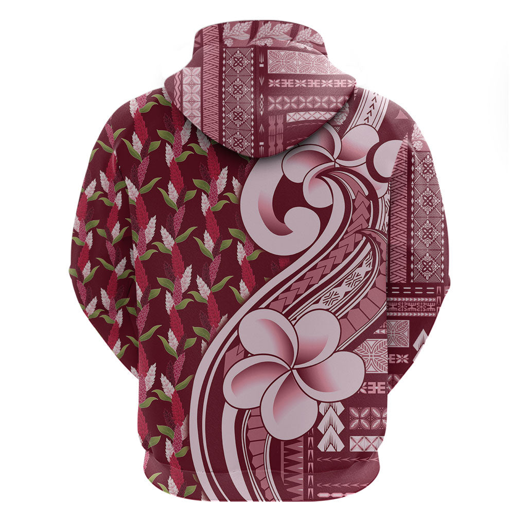 Samoa Teuila Zip Hoodie Maroon Samoan Siapo Motifs LT05 - Polynesian Pride