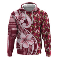 Samoa Teuila Zip Hoodie Maroon Samoan Siapo Motifs LT05 Pullover Hoodie Maroon - Polynesian Pride