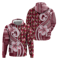 Samoa Teuila Zip Hoodie Maroon Samoan Siapo Motifs LT05 - Polynesian Pride