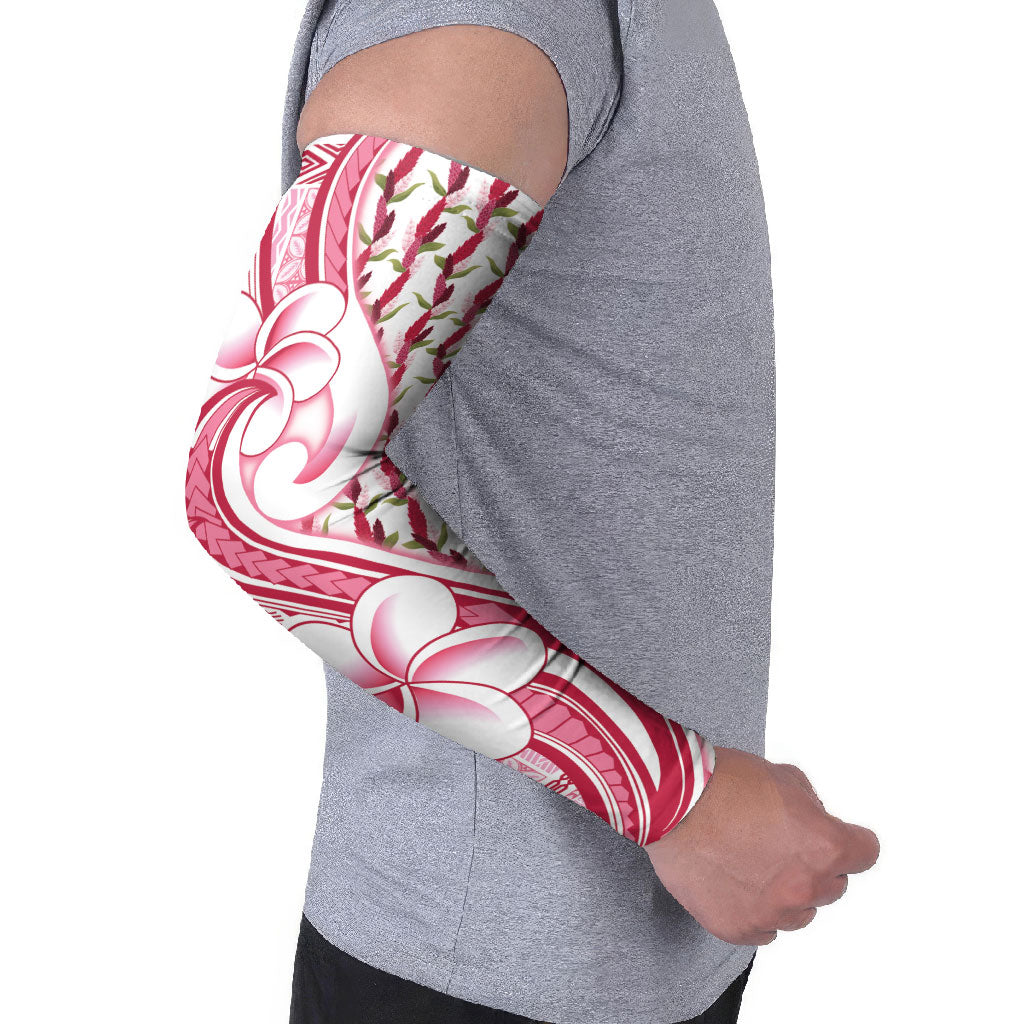Samoa Teuila Arm Sleeves White Samoan Siapo Motifs LT05 - Polynesian Pride