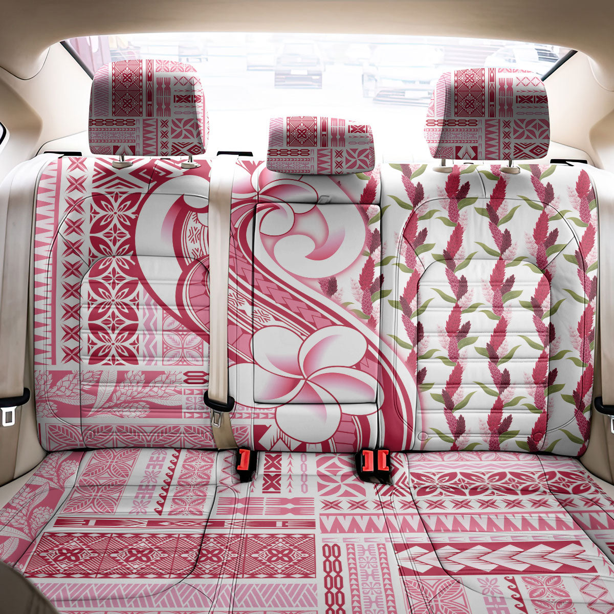Samoa Teuila Back Car Seat Cover White Samoan Siapo Motifs LT05 - Polynesian Pride