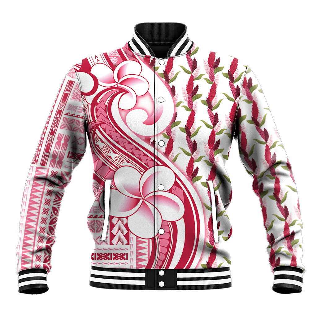 Samoa Teuila Baseball Jacket White Samoan Siapo Motifs LT05 Unisex White - Polynesian Pride