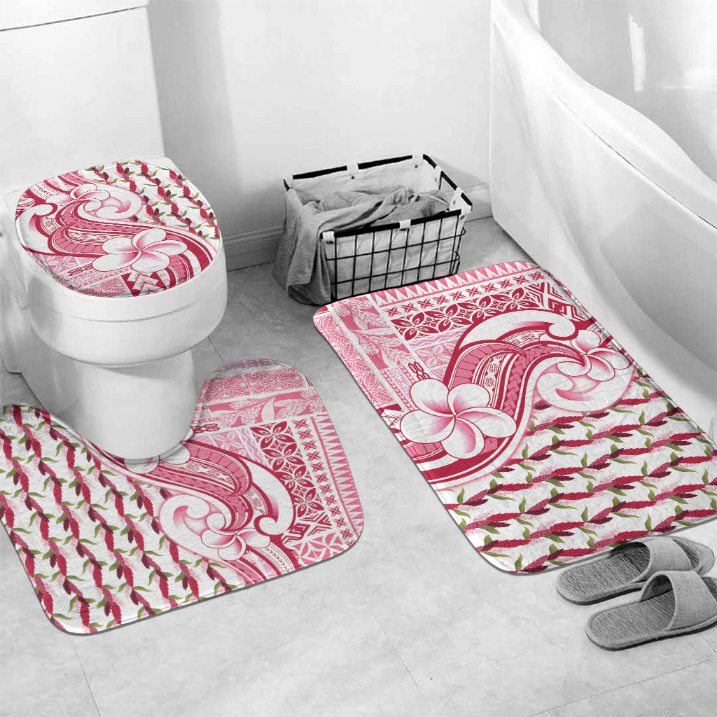 Samoa Teuila Bathroom Set White Samoan Siapo Motifs LT05 Mat Set Only (3 pcs) One Size White - Polynesian Pride