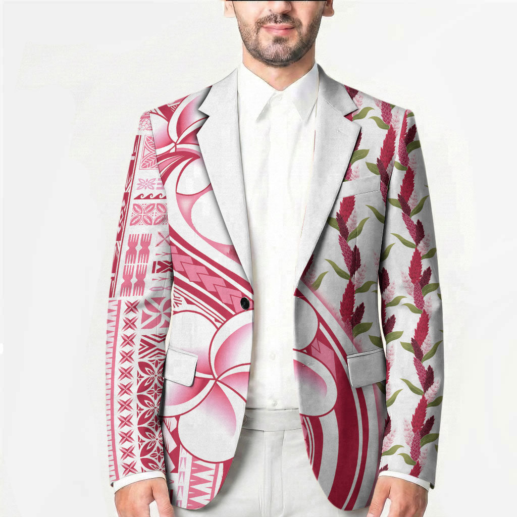 Samoa Teuila Blazer White Samoan Siapo Motifs LT05 - Polynesian Pride