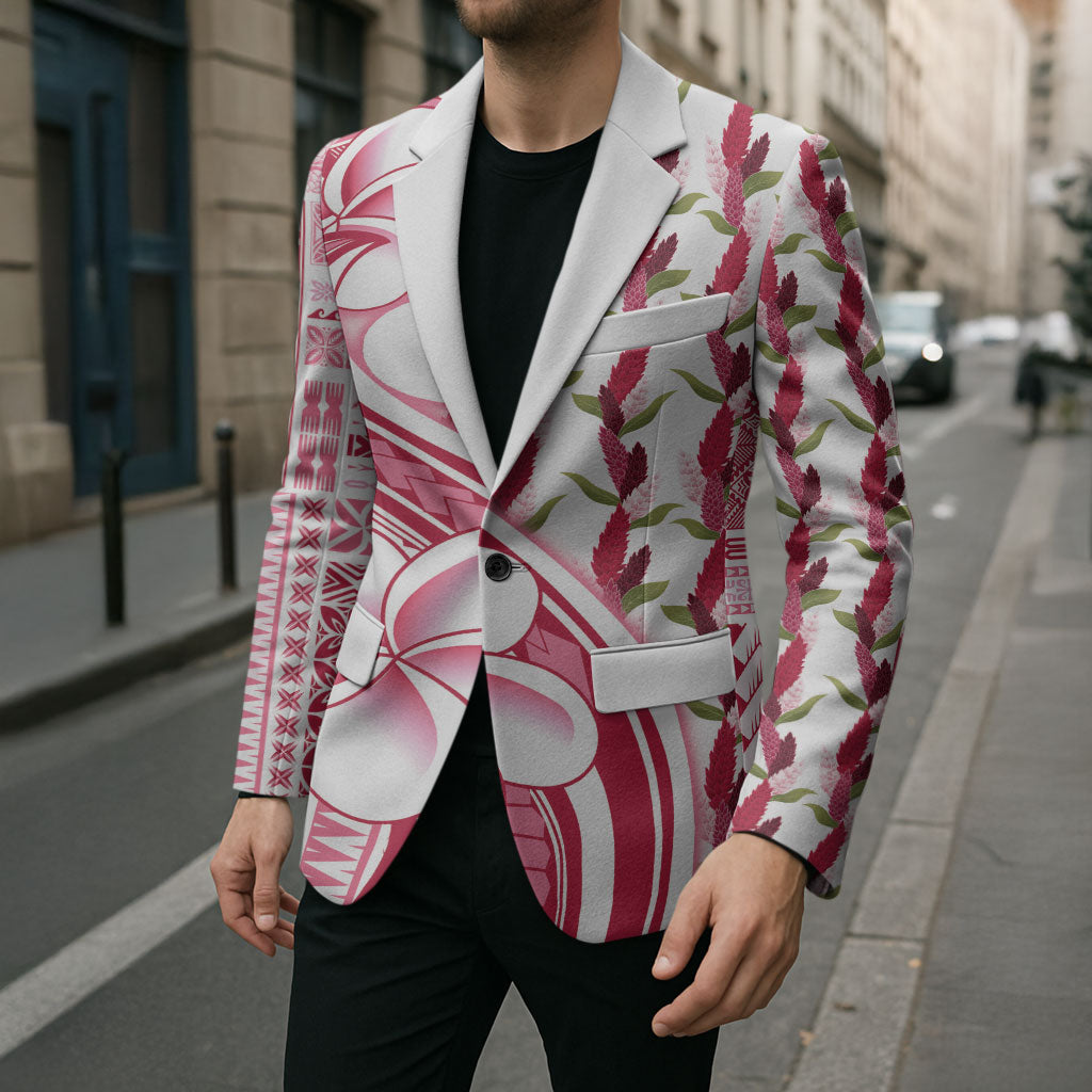 Samoa Teuila Blazer White Samoan Siapo Motifs LT05 - Polynesian Pride